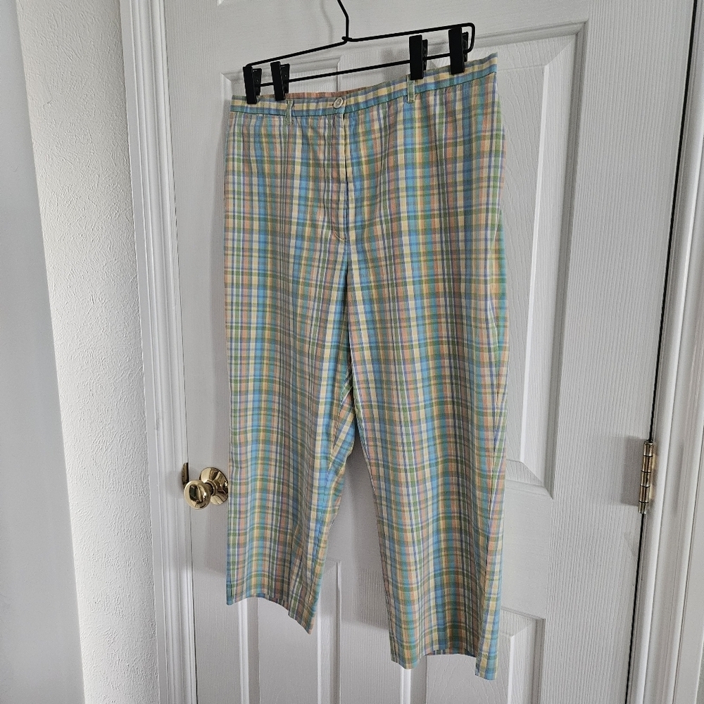 NWOT Vintage Lauren By Ralph Lauren Pastel Plaid Cropped Pants - Picture 3 of 8